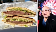 A Taylor ham sandwich with mustard and lettuce (left) and legendary actor Danny DeVito (right). The Asbury Park native recently said that is his preferred preparation of the iconic New Jersey breakfast meat. (Left photo by Jeremy Schneider | NJ Advance Media for NJ.com, right photo by Arthur Mola/Invision/AP)