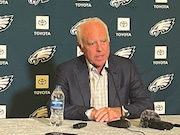 Eagles owner Jeffrey Lurie weighed in on the tush push controversy Tuesday afternoon at the Breakers resort in Palm Beach, Fla.