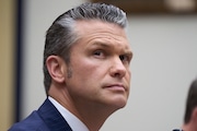 FILE - Secretary of Defense Pete Hegseth fields questions on the Pentagon budget from the House Armed Services Committee, at the Capitol in Washington, June 12, 2025. (AP Photo/J. Scott Applewhite, File)