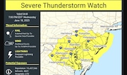 The National Weather Service has issued a severe thunderstorm watch for the southern half of New Jersey on Wednesday, June 18, with nasty storms expected.