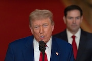 President Donald Trump speaks from the East Room of the White House in Washington, Saturday, June 21, 2025, after the U.S. military struck three Iranian nuclear and military sites, directly joining Israel's effort to decapitate the country's nuclear program. (Carlos Barria/Pool via AP)