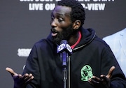 Terence Crawford speaks during a news conference Thursday, July 27, 2023, in Las Vegas. Crawford is scheduled to fight Errol Spence Jr. in an undisputed welterweight championship boxing match Saturday in Las Vegas. (AP Photo/John Locher)
