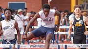 Camryn Thomas of Toms River North competes in the 400 meter hurdles during the boys and girls track and field Group 1 & 4 state championships at Franklin High School in Somerset, NJ on Friday, May 30, 2025.