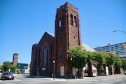 Traffic passes by the former Victory First Presbyterian Deliverance Church in Atlantic City.