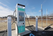 An electric vehicle charger at the Larry Doby Rest Stop on the Garden State Parkway in Bloomfield.
February 18, 2025