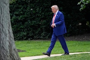 President Donald Trump walks to board Marine One from the South Lawn before departing the White House, Friday, June 20, 2025, in Washington. (AP Photo/Alex Brandon)